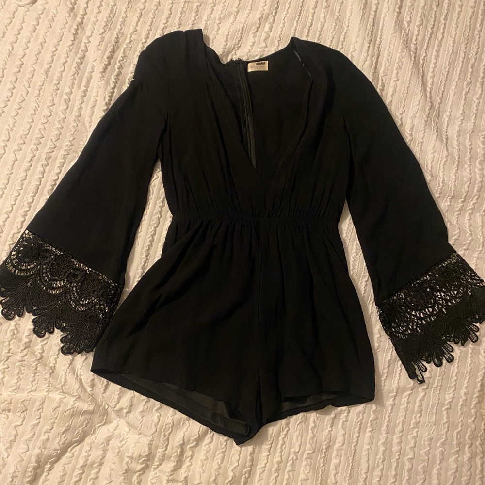 Long sleeve romper with lace detail